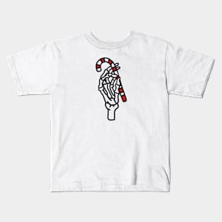 Skeleton Christmas Hand with candy Kids T-Shirt